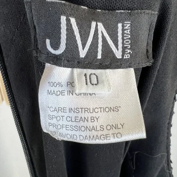 JVN by Jovani Black Sequin One Shoulder Ruffle Formal Gown $410